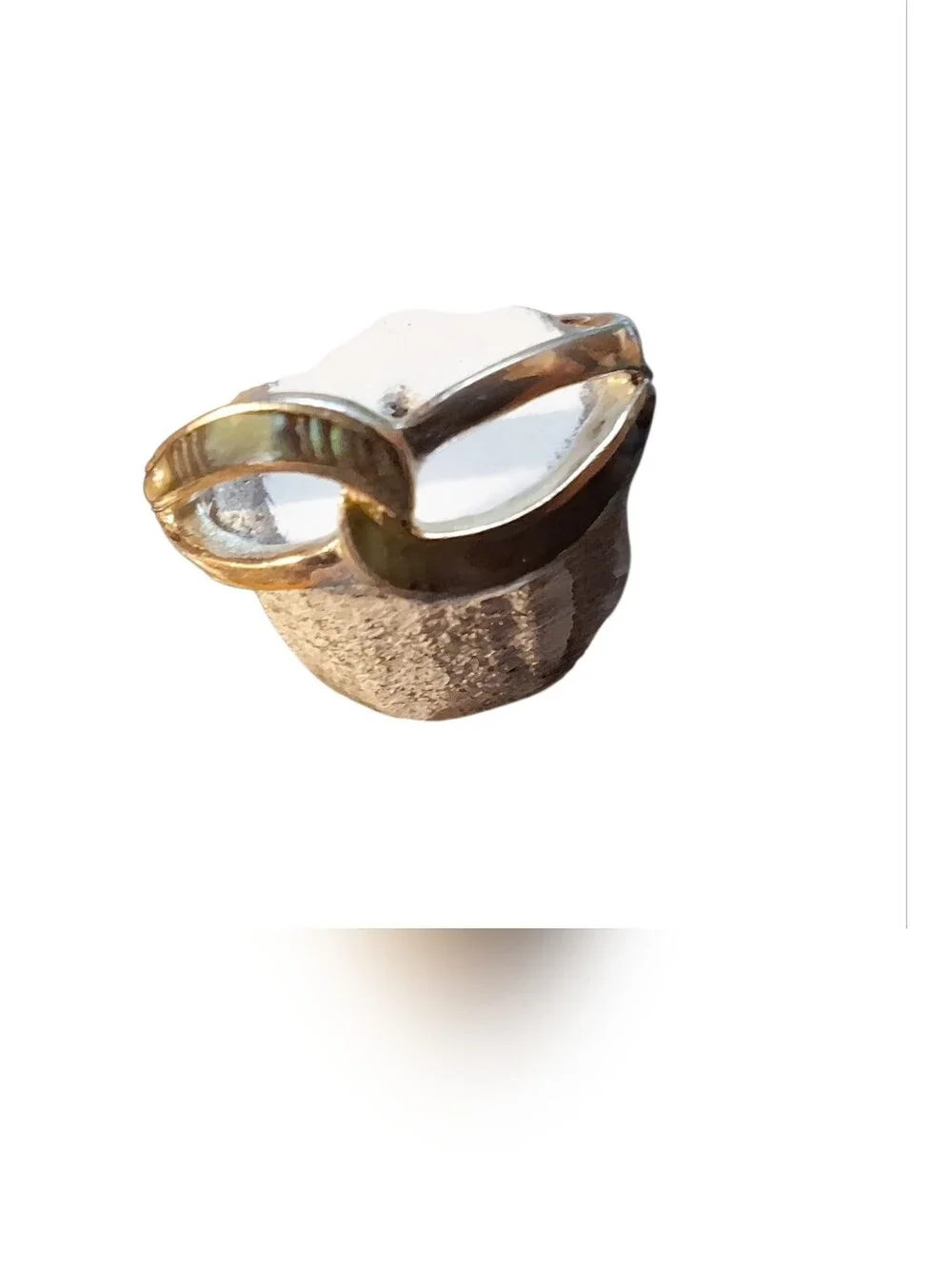 Vintage Sterling Silver Abalone Shell Signed Ring Ladies 6 Delicate inlay THAI
